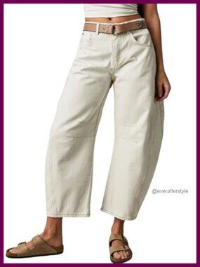 Wide Leg Cropped Baggy Mid Rise Boyfriend Harem Denim Jeans